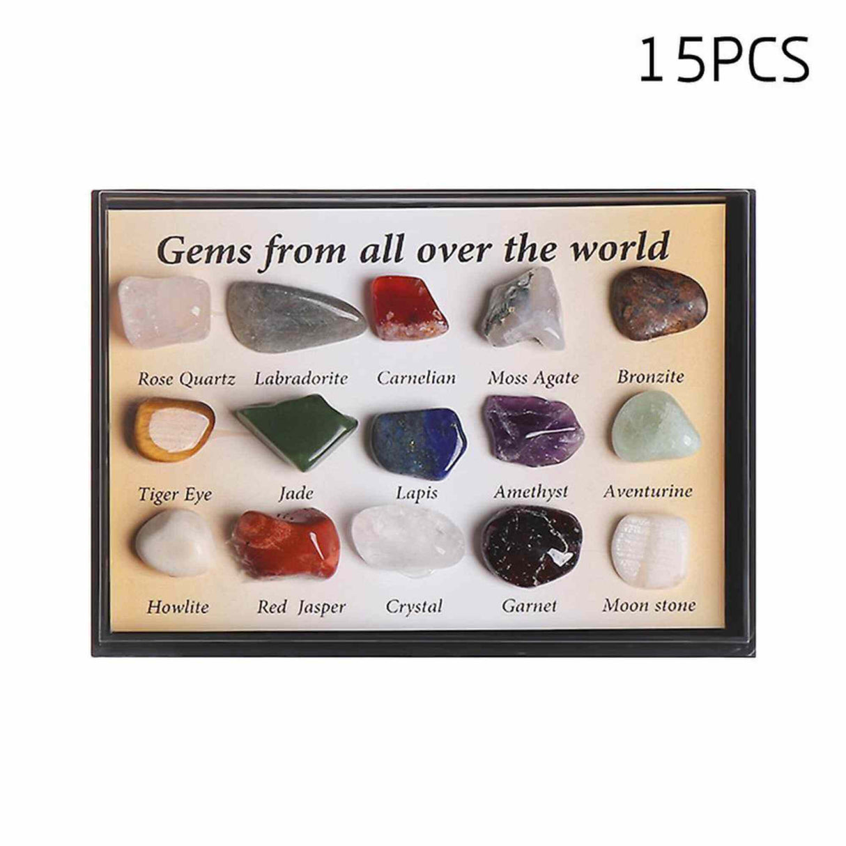Mini set educational copii 15 pietre de colectie | Pietre specimen etichetate, educationale pentru baieti si fete