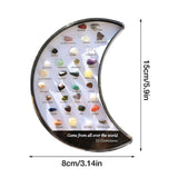 Mini set 32 pietre de colectie | Cutie in forma de luna cu pietre specimen etichetate, educationale pentru baieti si fete