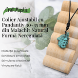 Colier Ajustabil cu Pandantiv din Malachit Natural, Forma Neregulata, 30-35mm