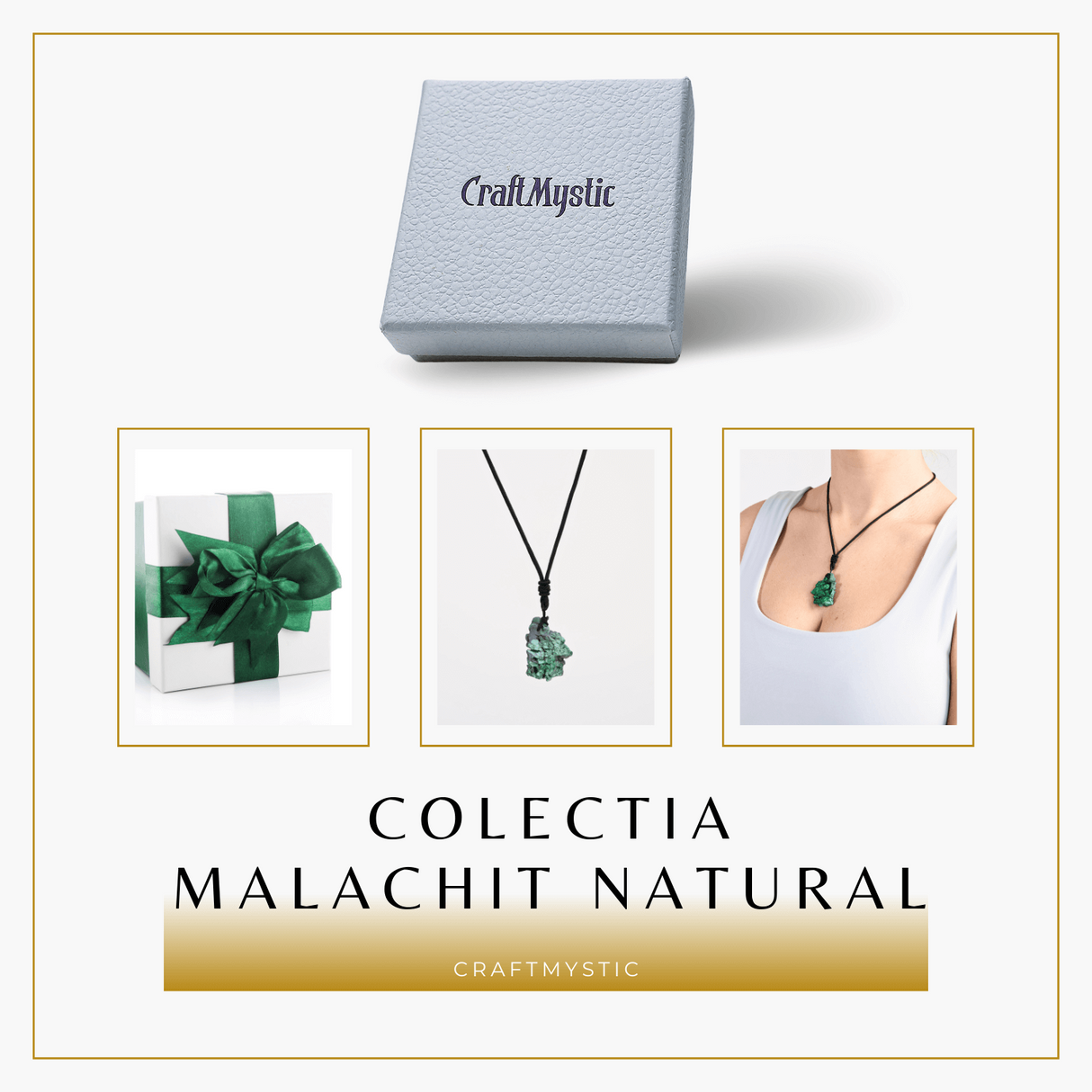 Colier Ajustabil cu Pandantiv din Malachit Natural, Forma Neregulata, 30-35mm