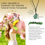 Colier Ajustabil cu Pandantiv din Malachit Natural, Forma Neregulata, 30-35mm