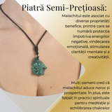 Colier Ajustabil cu Pandantiv din Malachit Natural, Forma Neregulata, 30-35mm