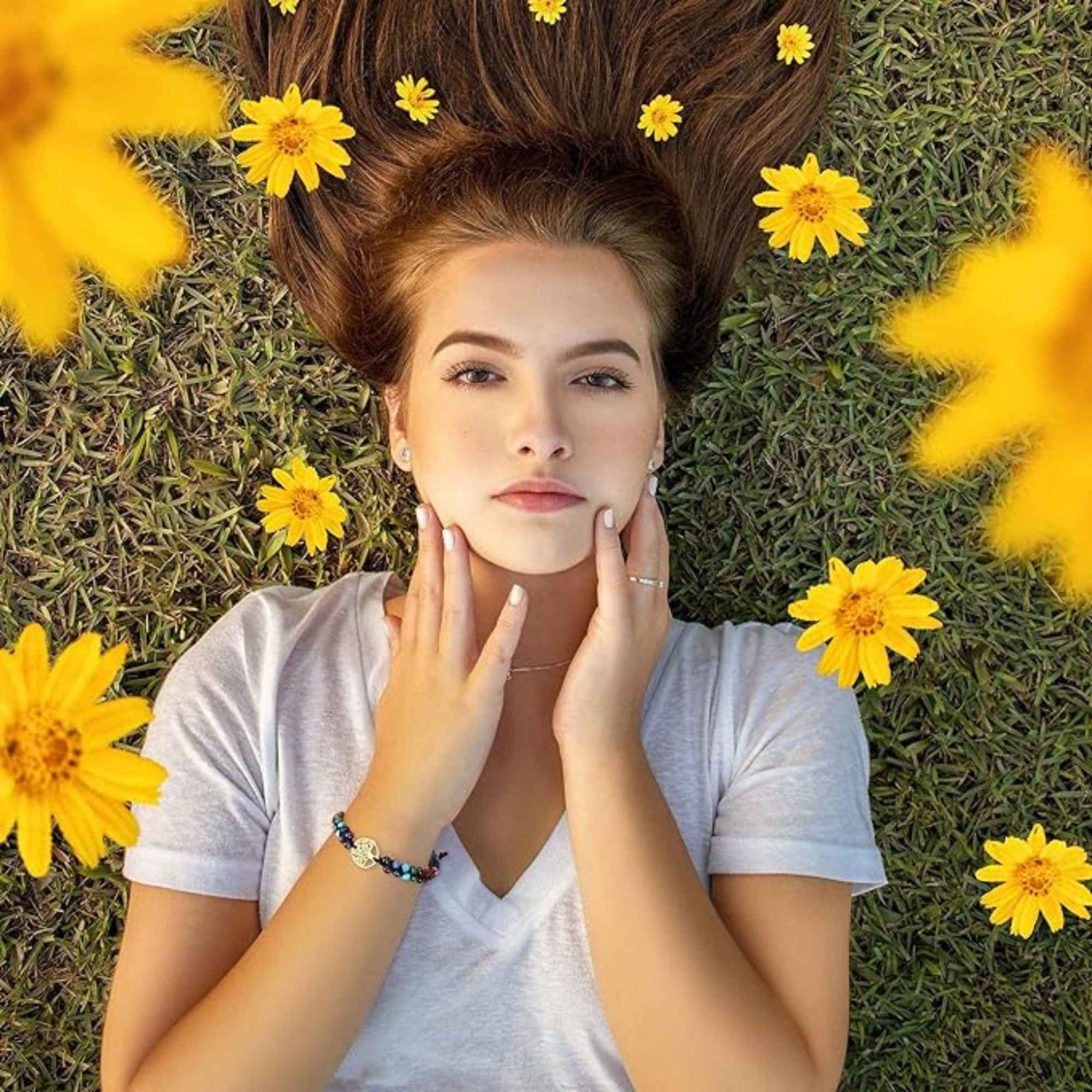 Bratara de Vindecare Naturala cu 7 tipuri de pietre pentru cele 7 Chakre din Cristale Reiki si pandativ cu Arborele Vietii