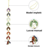 Ornament de agatat cu 7 chakre reprezentate cu arborele vietii lucrat manual cu pietre semipretioase si cristale vindecatoare - Ornament de meditatie, decor feng shui pentru casa, birou, masina