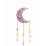 Ornament de agatat Suncatcher sub forma de semiluna cu cristal Ametist decoratiune feng shui pentru casa, masina si birou