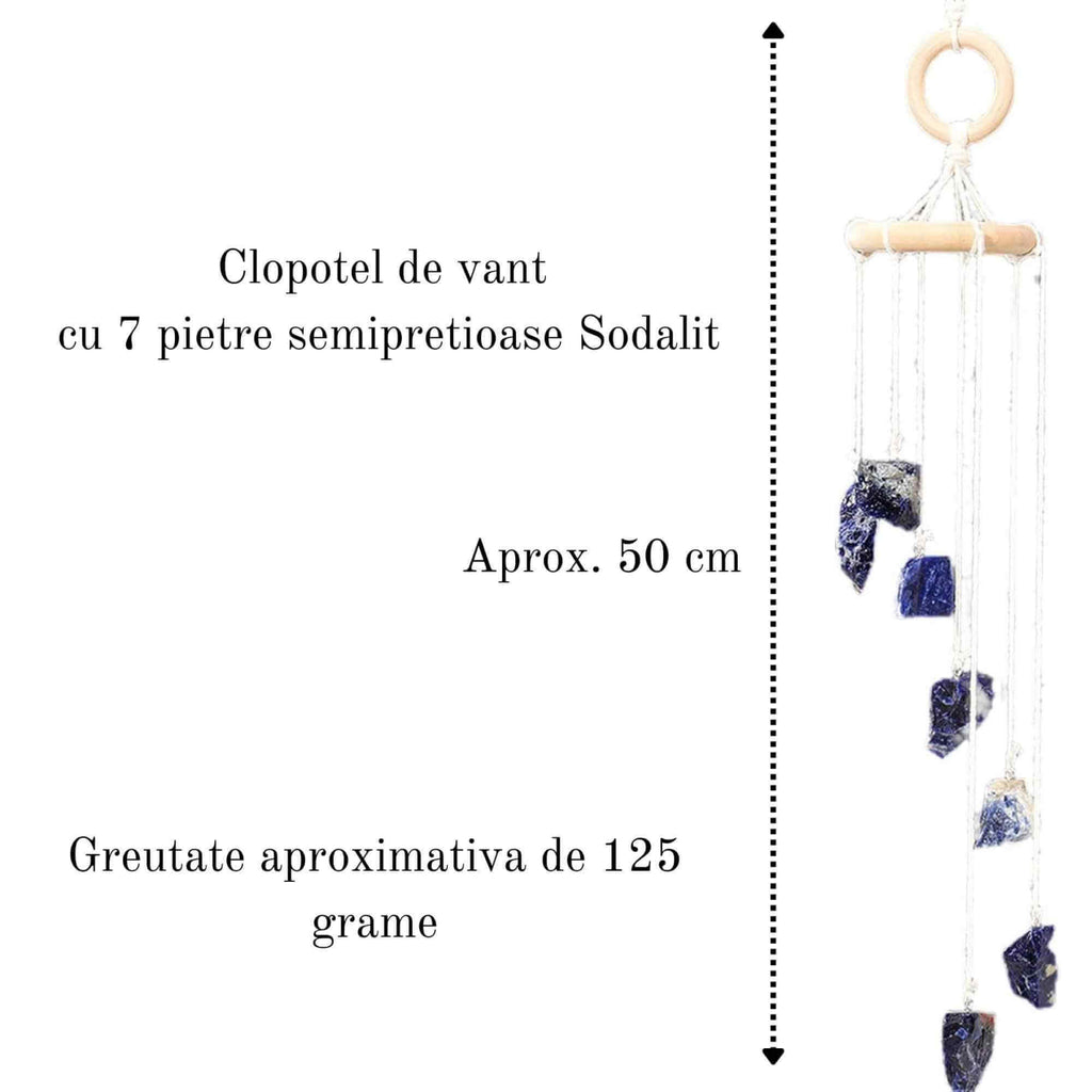 Clopotel de Vant Artizanal cu Pietre Semipretioase de Sodalit
