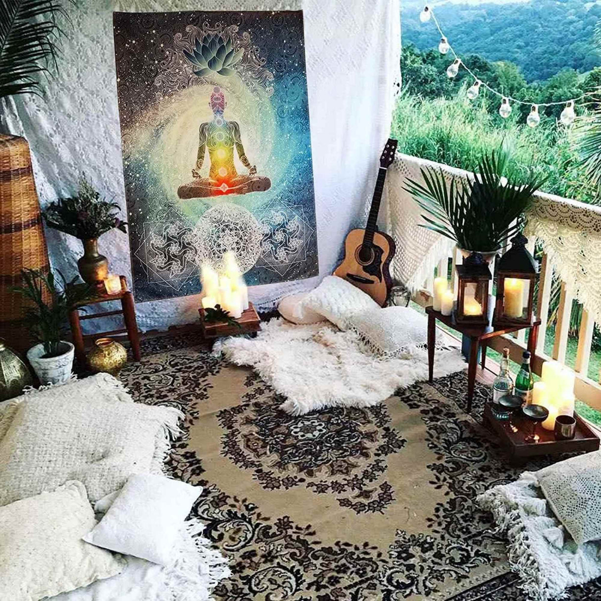 Panza de Perete sau Decor de perete cu sapte chakre pentru yoga, spiritualitate si meditatie