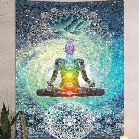 Ornament perete tip covor cu sapte chakre pentru yoga, spiritualitate si meditatie