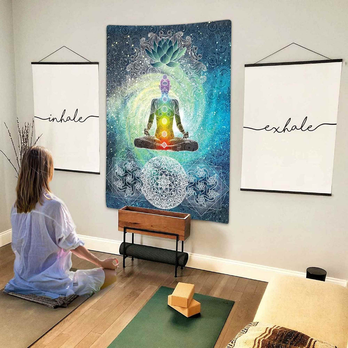 Panza de Perete sau Decor de perete cu sapte chakre pentru yoga, spiritualitate si meditatie