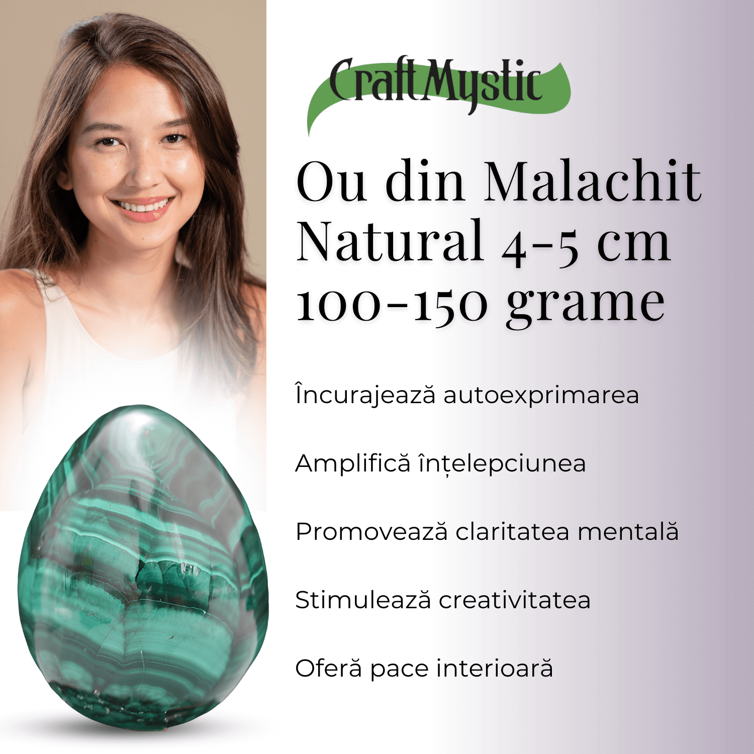 Ou din malachit natural 4-5 cm 100-150 grame