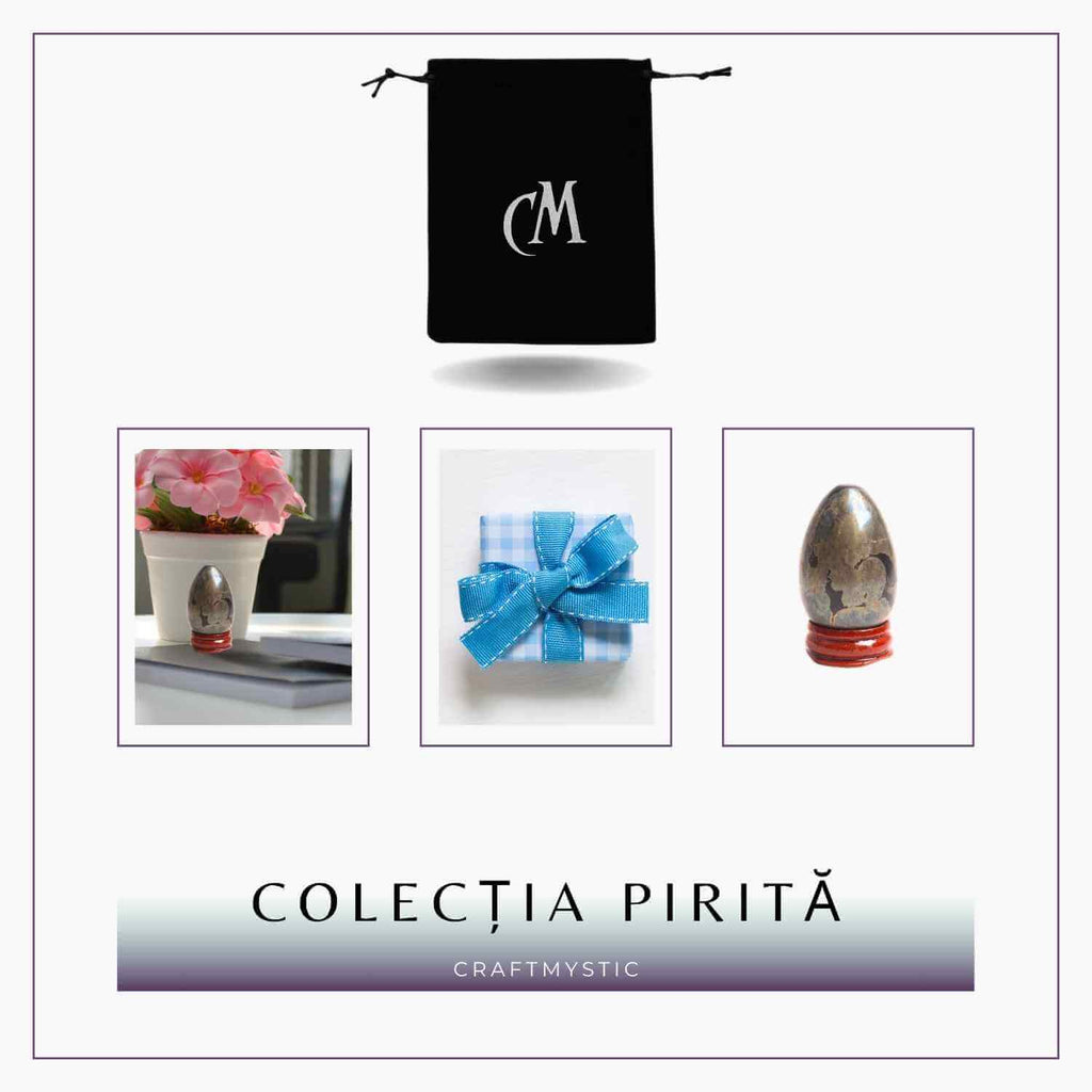 Ou Pirita 50mm cu Suport – Atrage Prosperitatea si Protectia Energetica