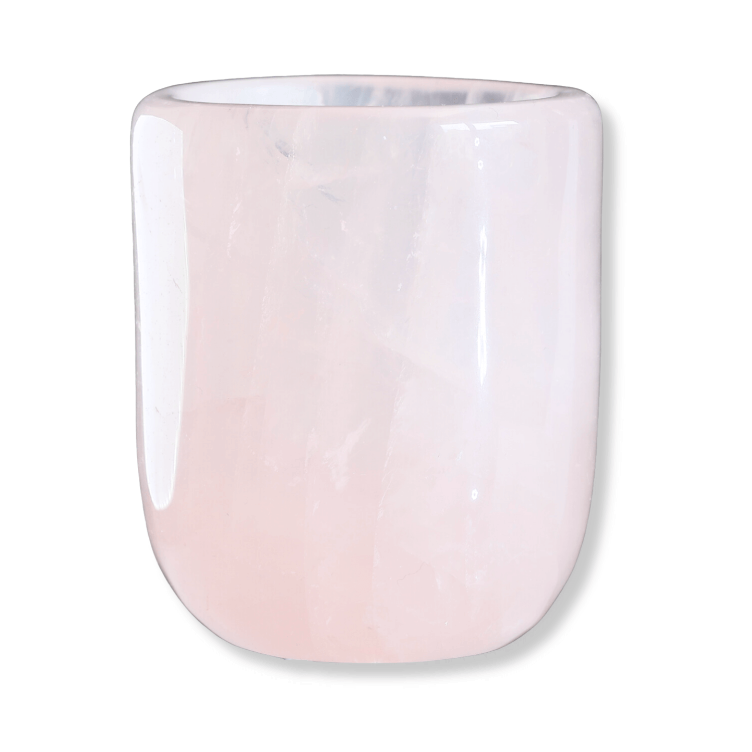 Pahar din Cuart Roz Natural, Sculptat Manual, 75 mm