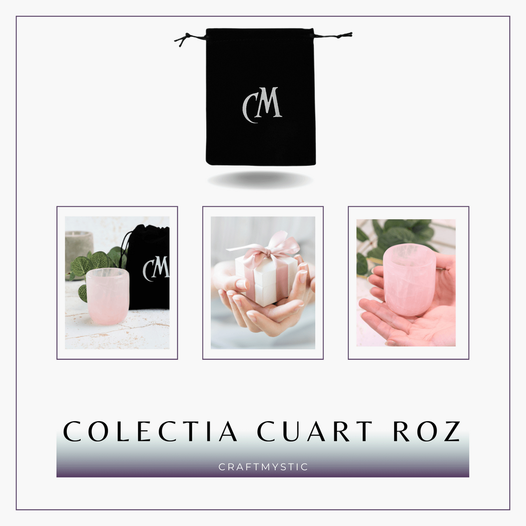 Pahar din Cuart Roz Natural, Sculptat Manual, 75 mm