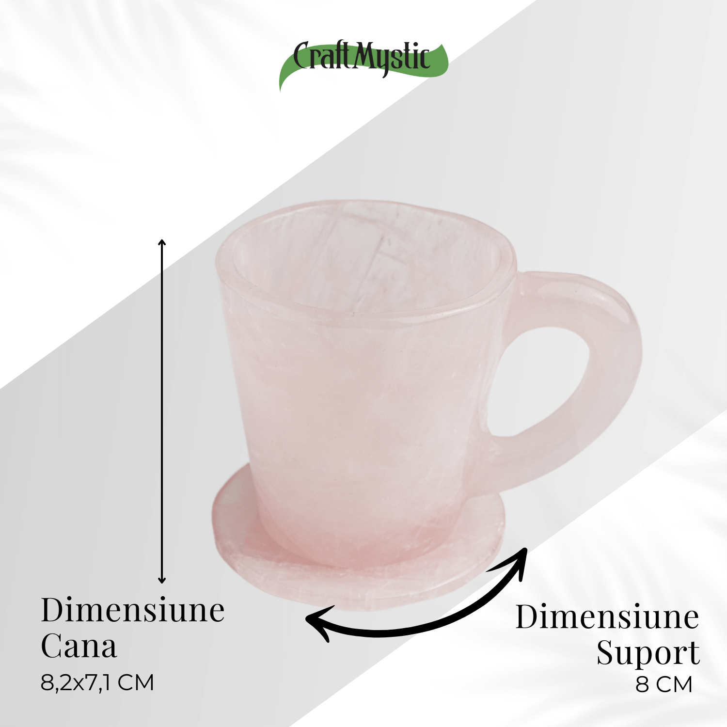 Pocalul Iubirii – Cana din Cuart Roz si Suport din Cristal