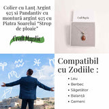 Colier cu Piatra Soarelui Strop de Ploaie, Argint 925, Energie Pozitiva