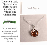 Colier argint 925 cu chihlimbar natural - design rotund elegant