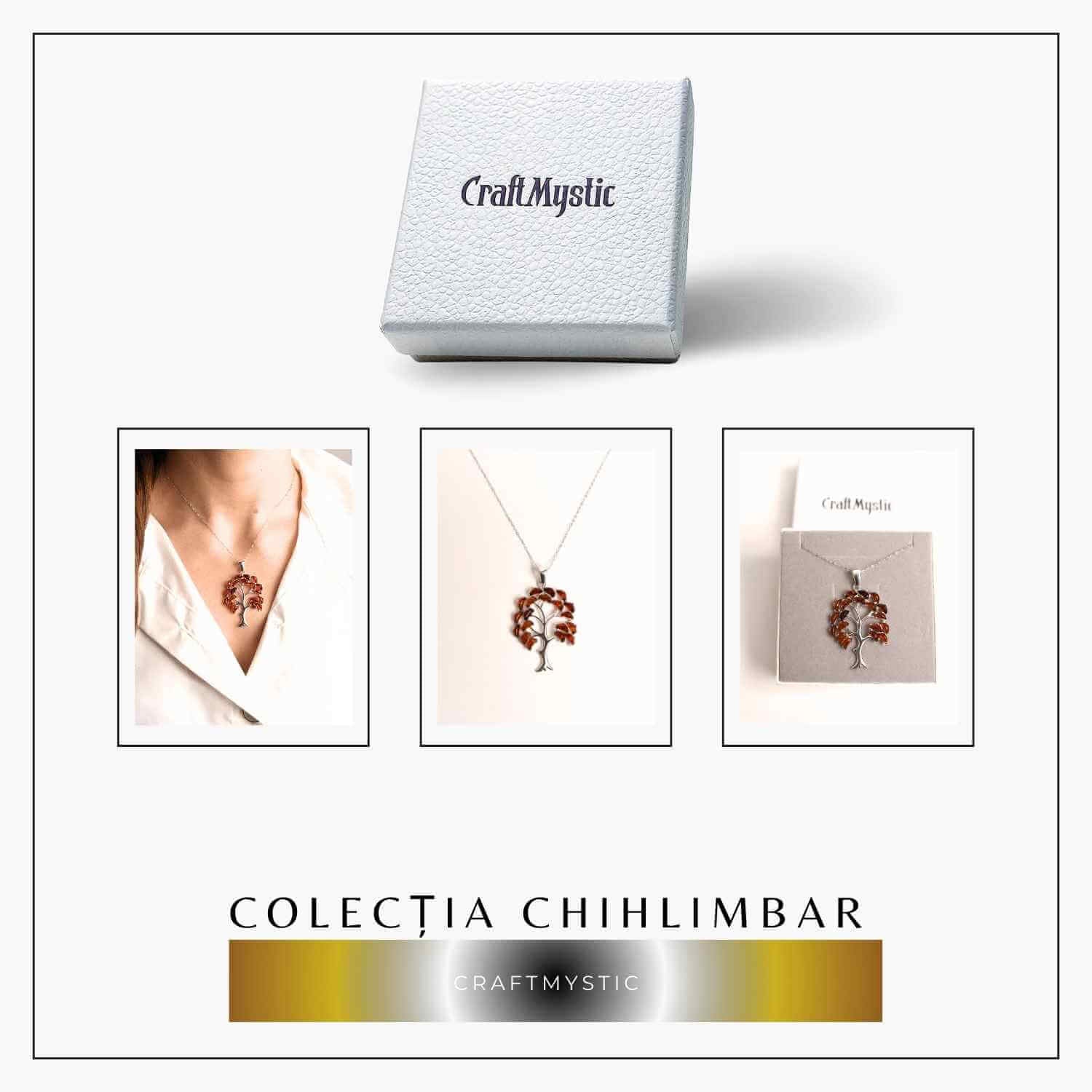 Colier argint 925 cu chihlimbar natural