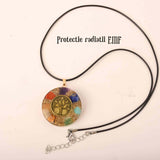 Colier cu pandantiv 35mm cu energie Orgonica cu Arborele Vietii cuprat si pietre naturale pentru cele sapte chakre