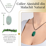 Colier cu Lant Reglabil si Pandantiv Oval din Malachit Natural 30mm