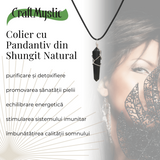 Colier Ajustabil cu Pandantiv Hexagonal din Shungit Natural, 35mm