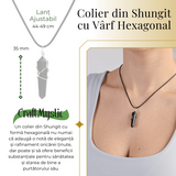 Colier Ajustabil cu Pandantiv Hexagonal din Shungit Natural, 35mm