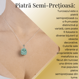 Colier Stilat cu Lant Argintiu si Pandantiv din Turcoaz Natural in Forma de Craniu, 20mm