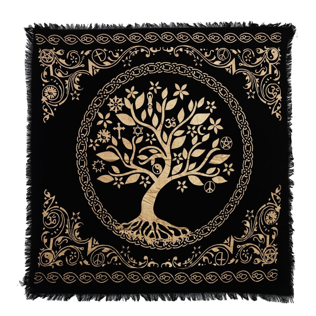 Panza Sacra pentru altar magic - Design Tree of Life Arborele Vietii - Vrajitorie Tarot Wiccani Spiritualitate - Copie - Copie