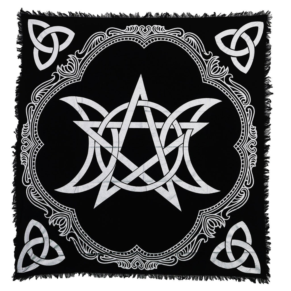 Panza sacra pentru altar magic - Design unic Pentagram Argintiu - Vrajitorie Tarot Wiccani Spiritualitate
