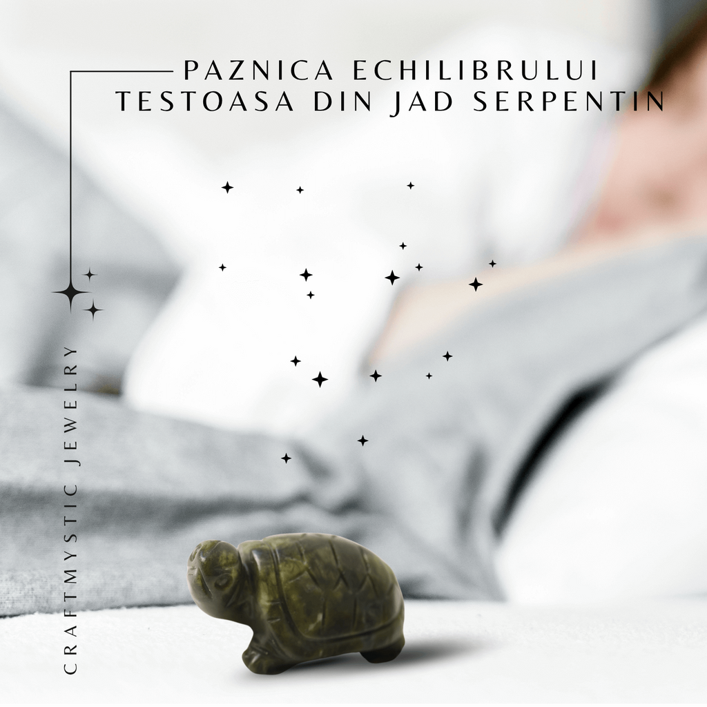 Paznica echilibrului – Testoasa din Jad Serpentin pentru Vitalitate si Liniste Interioara 8 cm lungime