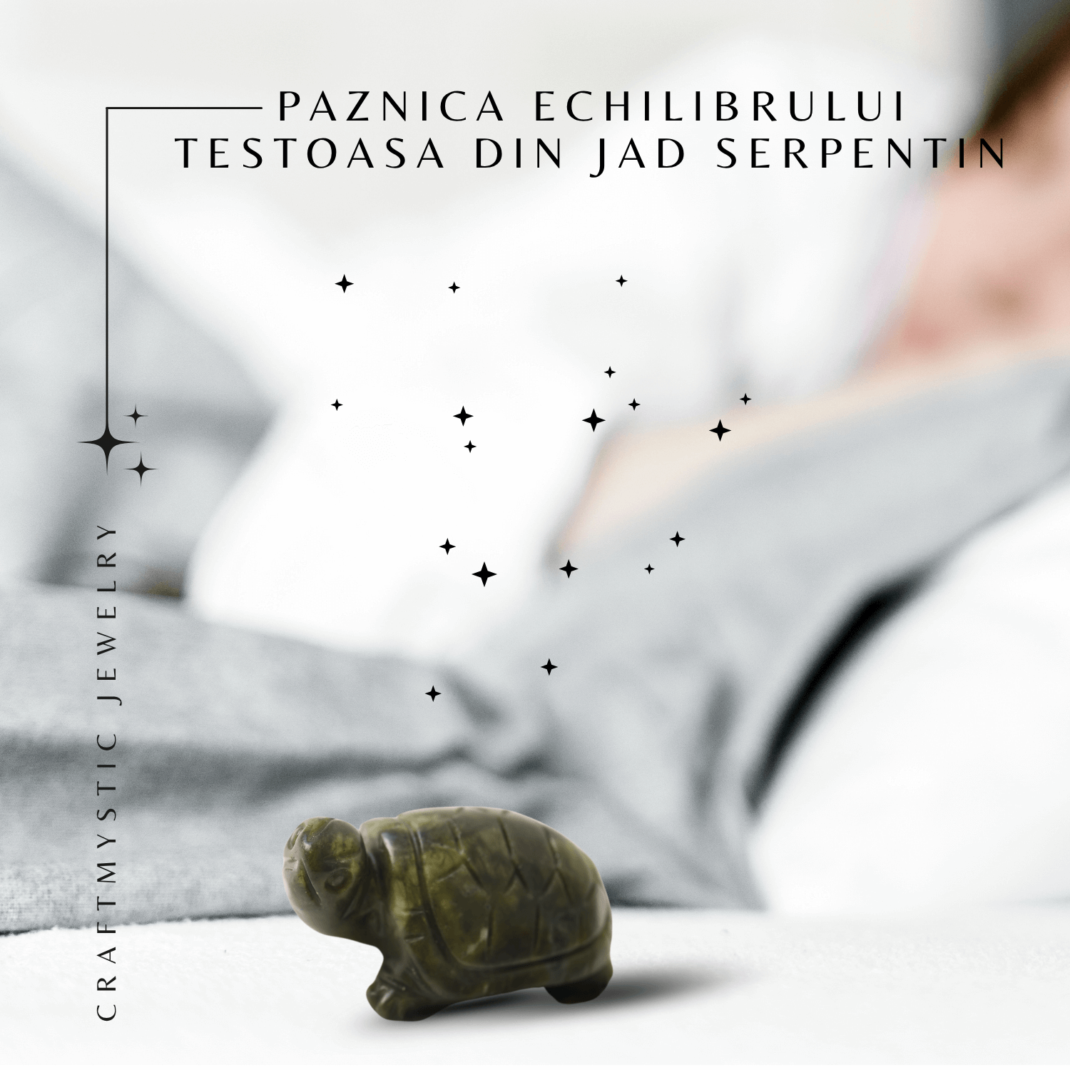 Paznica echilibrului – Testoasa din Jad Serpentin pentru Vitalitate si Liniste Interioara 8 cm lungime
