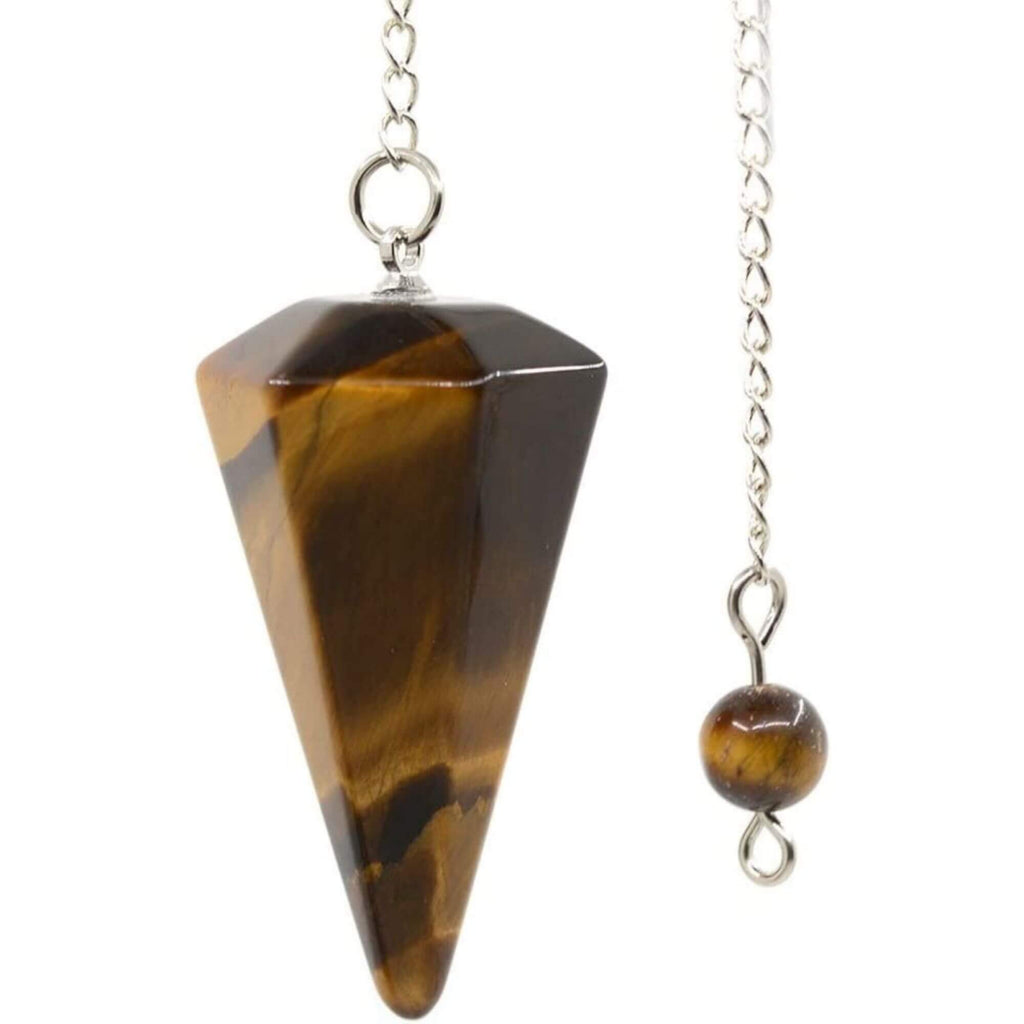 Pendul cu varf hexagonal din piatra naturala semipretioasa ochi de tigru