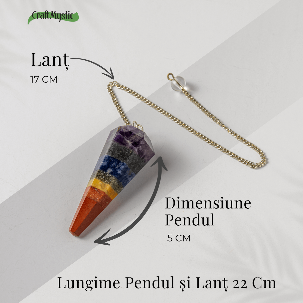 Pendul de Radiestezie cu Pietre 7 Chakre – Echilibru Energetic si Claritate