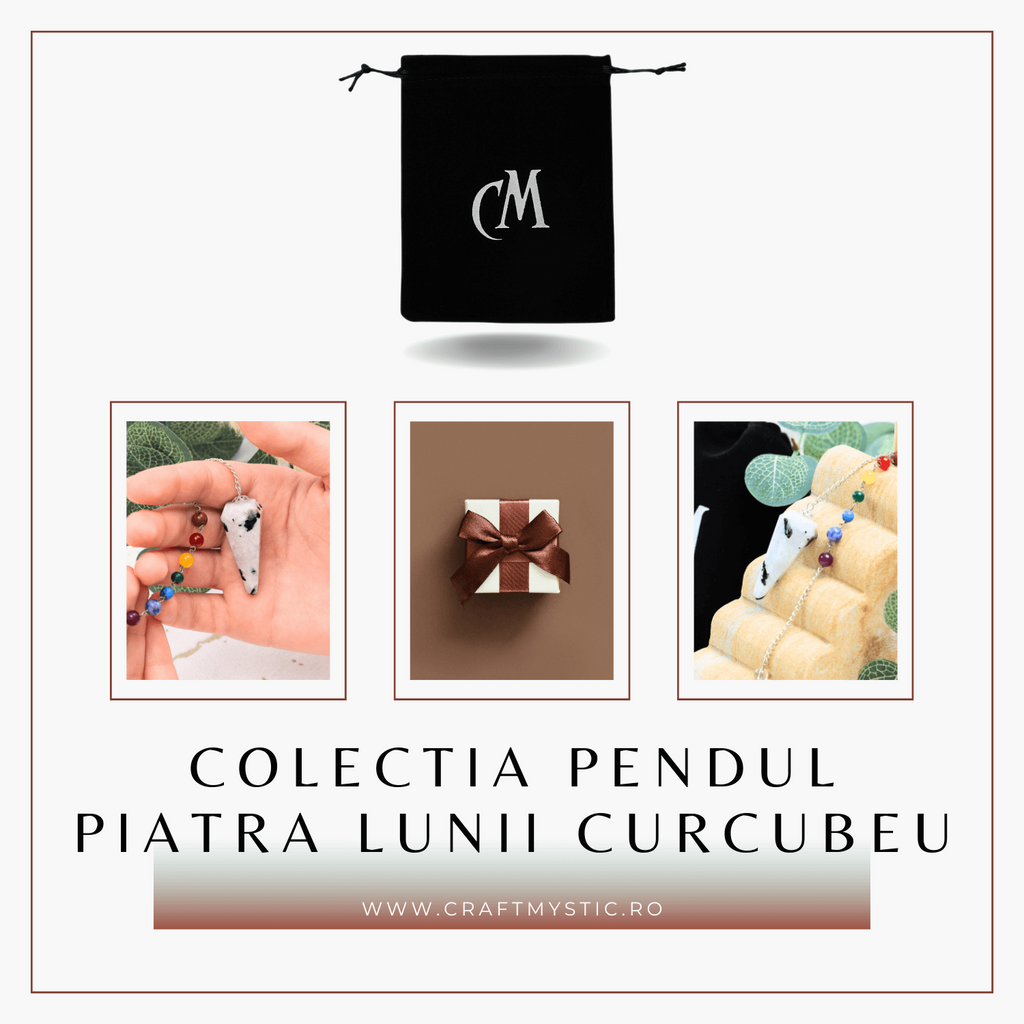 Pendul Piatra Lunii Curcubeu cu 7 Margele Chakre
