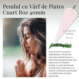 Pendul radiestezie din Cuart Roz cu 7 Margele Chakre pentru Vindecare