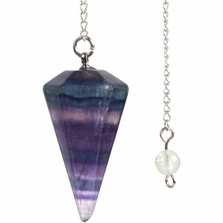 Pendul radiestezie Fluorit violet si saculet satin de catifea- Pentru meditatie, divinatie