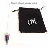 Pendul radiestezie Fluorit violet si saculet satin de catifea