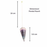 Pendul radiestezie Fluorit violet si saculet satin de catifea