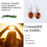Piatra soarelui la urechea ta – Bijuterie Cercei cu vibe cald si elegant din chihlimbar si argint 925