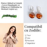 Piatra caldurii si linistii – Cercei handmade cu filigran si chihlimbar in montura argint 925