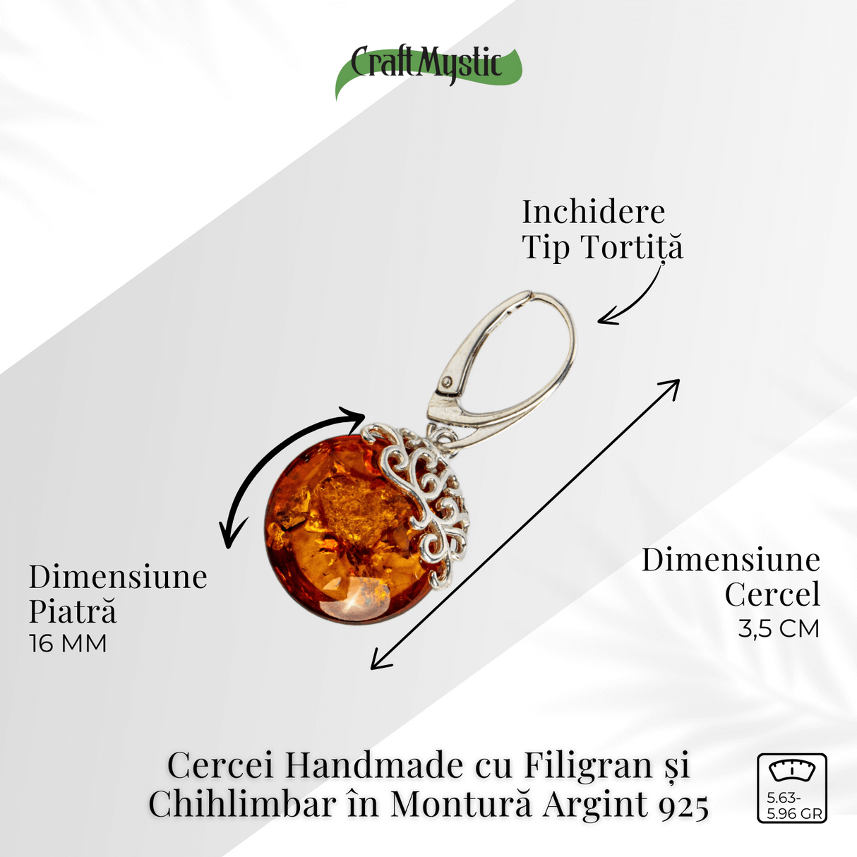 Piatra caldurii si linistii – Cercei handmade cu filigran si chihlimbar in montura argint 925