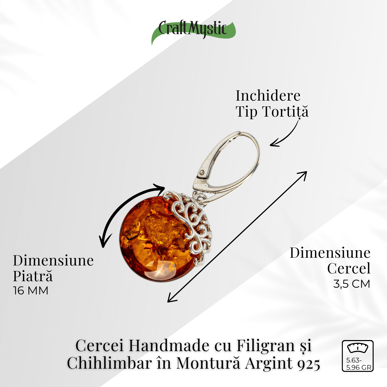 Piatra caldurii si linistii – Cercei handmade cu filigran si chihlimbar in montura argint 925
