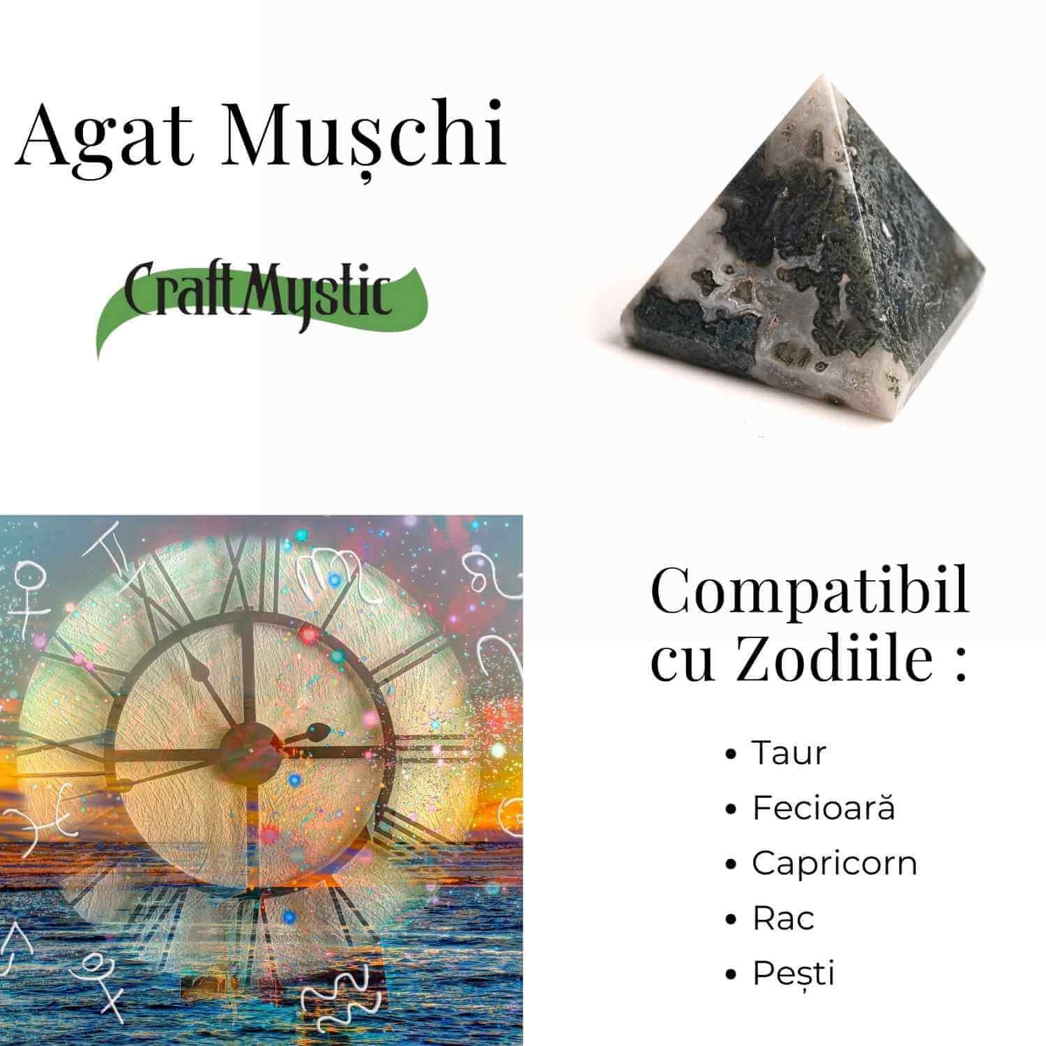 Piramida Moss Agate 55-60 mm