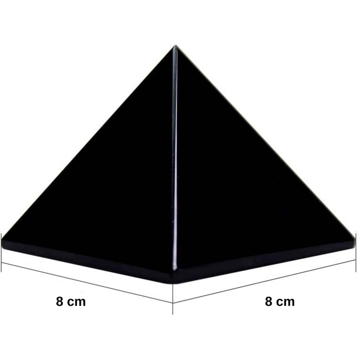 Generator de energie unic din cristal natural de Obsidian Negru in forma de piramida 8 cm