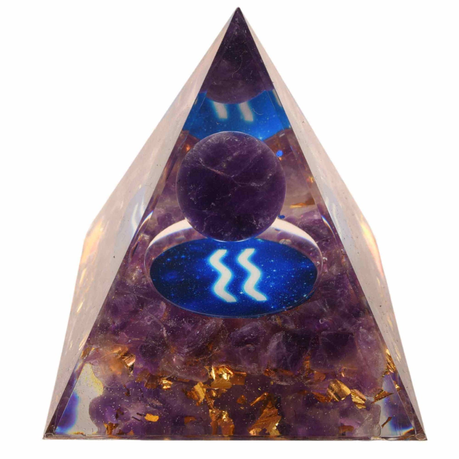 Piramida de Energie Orgonica cu Cristale de Vindecare specifice a Zodiilor pentru Relaxare, Meditatie si Ornament