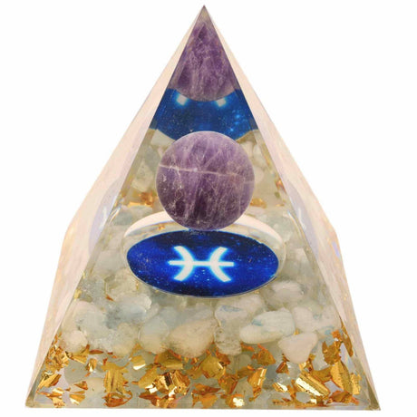 Piramida de Energie Orgonica cu Cristale de Vindecare specifice a Zodiilor pentru Relaxare, Meditatie si Ornament