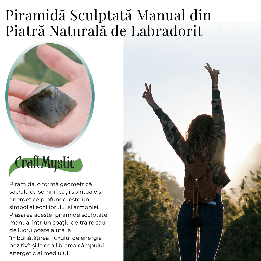 Piramida din Labradorit Sculptata Manual, 4 cm