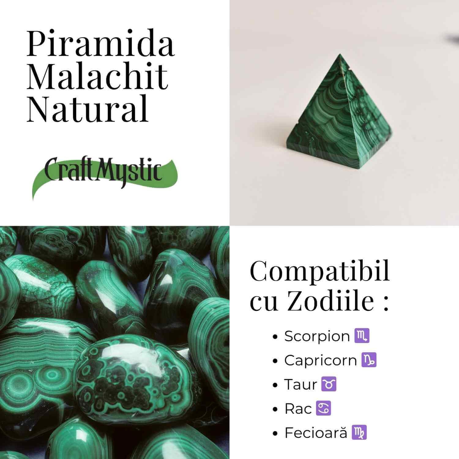 Piramida Malachit natural H 5
