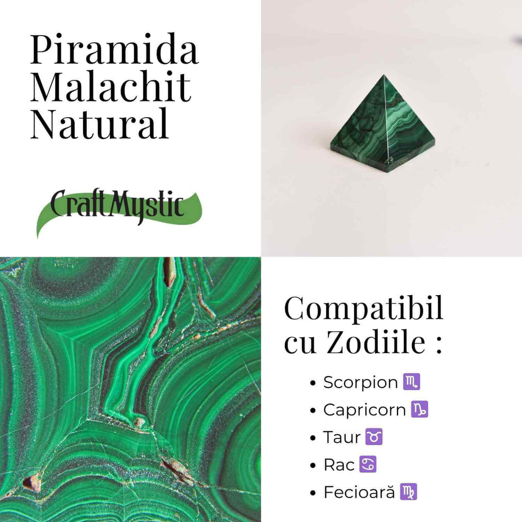 Piramida Malachit natural H 4