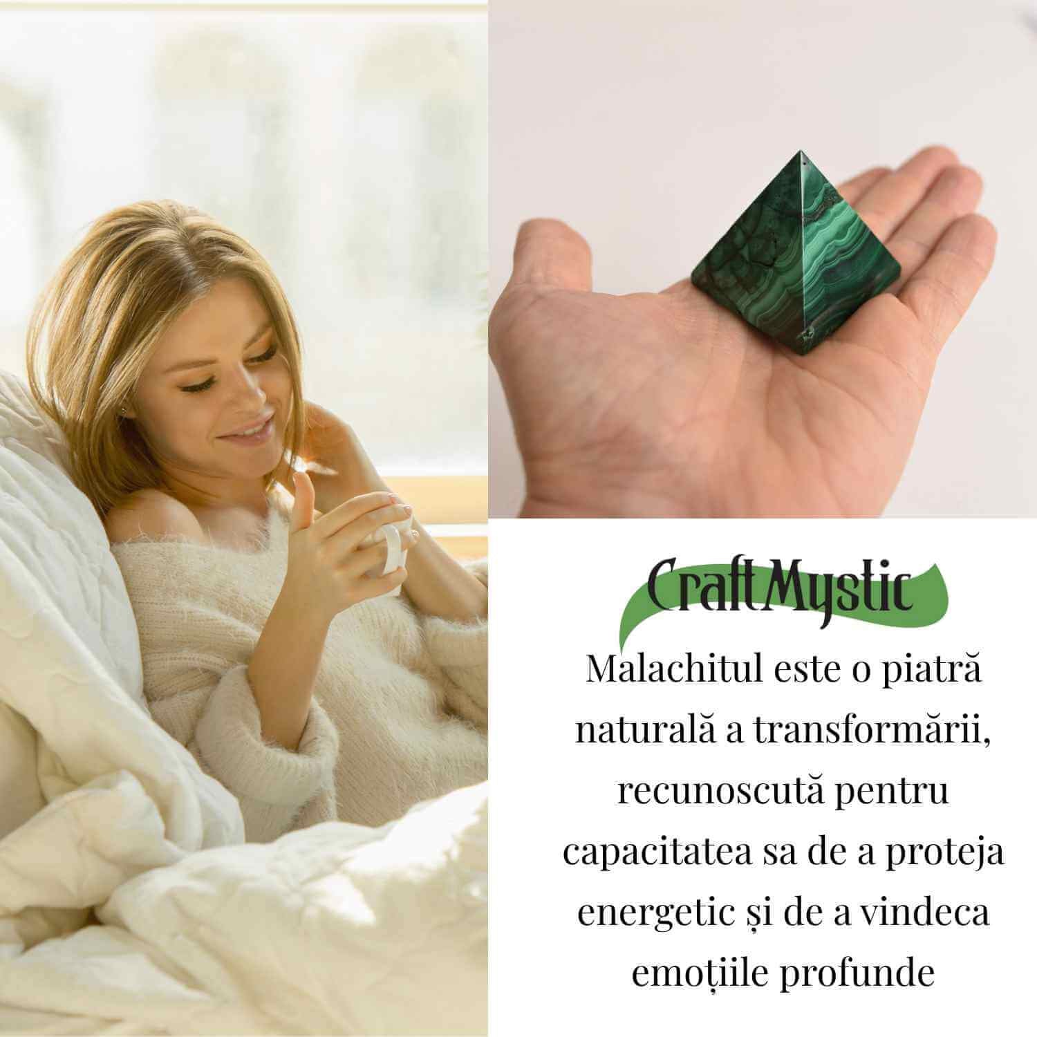 Piramida Malachit natural H 4