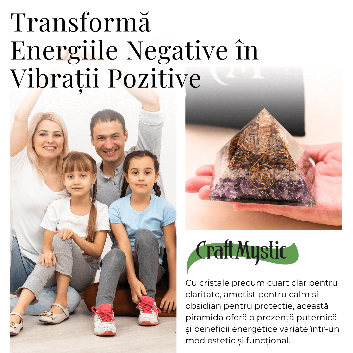 Piramida Orgonica pentru Protectie Energetica, Vindecare si Meditatie - Dimensiune 70-75 mm